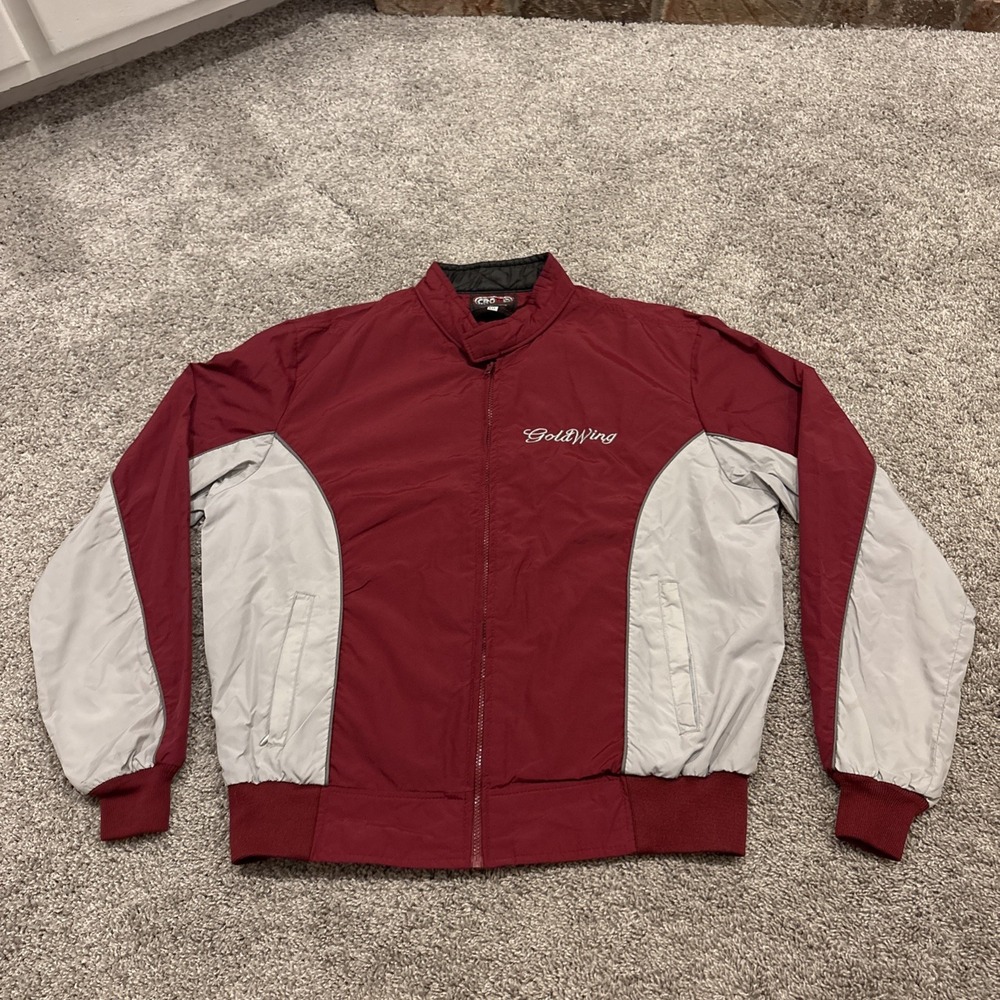 Vintage Crown Honda Gold Wing Motorcycle Biker Jacket Red Grey 2XL Windbreaker